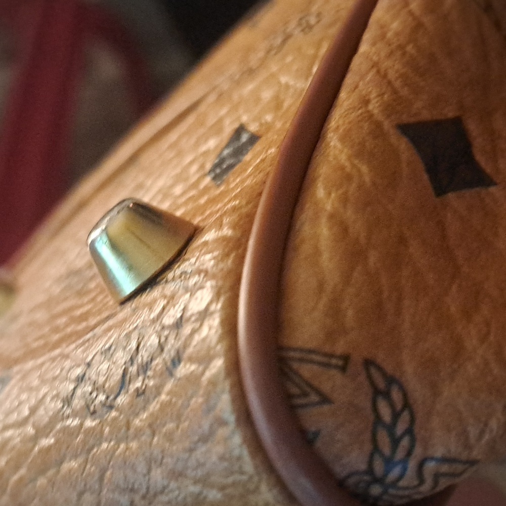 MCM Cognac Monogram Satchel with Brown Leather Trim and Gold Hardware - Picture 11 of 14